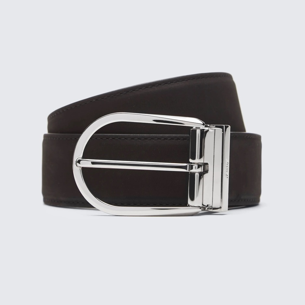 Men's Brioni Black Nubuck and Calf  Leather Adjustable Belt, Never Worn